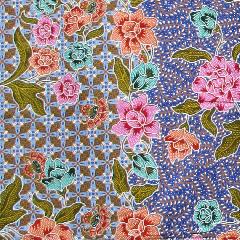 ผ้าบาติก ผ้าถุงสำเร็จผ้าฝ้ายสีฟ้าลายดอกไม้สวยๆ