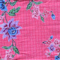 ผ้าปาเต๊ะอินโดนีเซีย ผ้าถุงลายดอกสวยๆสีชมพูสำเร็จรูป