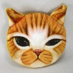 กระเป๋าใส่เหรียญ กระเป๋าแมวหน้ากลัวดุโหดสีส้มขนาดเล็กใส่เงินเหรียญ