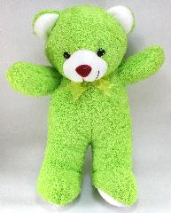 ตุ๊กตาสัตว์ ตุ๊กตาหมีขนสีเขียวผูกโบว์