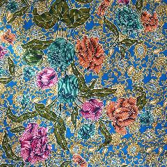 ผ้าบาติก ผ้าถุงสำเร็จรูปสีน้ำเงินแบบยาวลายดอกไม้ผ้าบาติกอินโดนีเซีย
