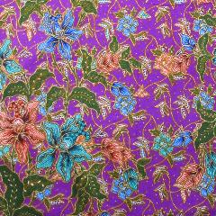 ผ้าถุงสำเร็จรูป ผ้าถุงสำเร็จรูปสีม่วงลายดอกไม้ผ้าบาติกแบบยาว