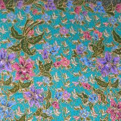 ผ้าถุงสำเร็จรูป ผ้าถุงบาติกสำเร็จรูปสีเขียวลายช่อดอกไม้ผ้าปาเต๊ะจากอินโด