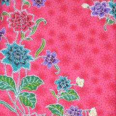 ผ้าปาเต๊ะอินโดนีเซีย ผ้าถุงสำเร็จรูปสีชมพูสดใสลายดอกไม้สวยงามจากอินโดนีเซีย