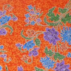 ผ้าปาเต๊ะอินโดนีเซีย ผ้าถุงสำเร็จสีส้มสวยงามสดใสโสร่งปาเต๊ะอินโดนีเซีย