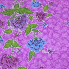 ผ้าบาติก ผ้าถุงสำเร็จสีม่วงรูปดอกไม้ผ้าฝ้ายบาติกปาเต๊ะ